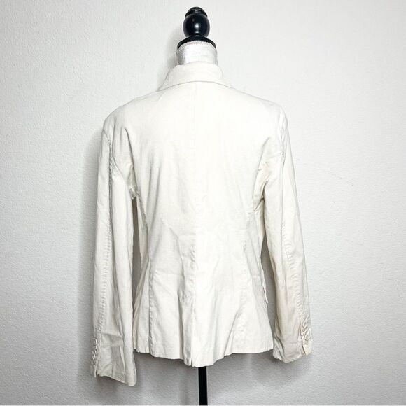 ZARA Basic Cream Corduroy Blazer Size Large | Classic Women's Jacket - Picture 4 of 8